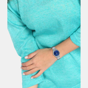 Enticer Women Quartz Blue Dial Analog Stainless Steel Watch A1676