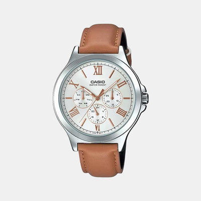 Enticer Men Quartz White Dial Chronograph Leather Watch A1690