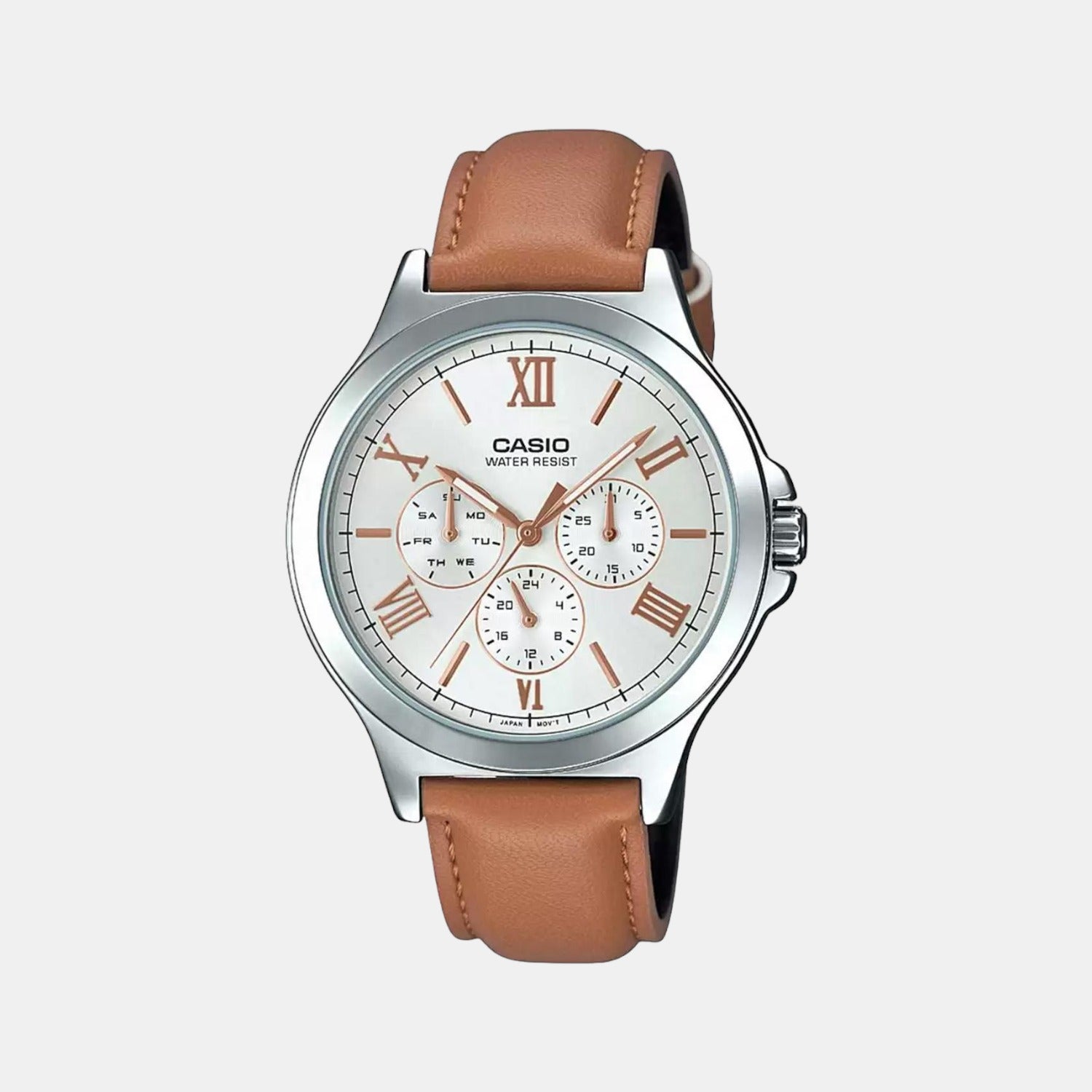 Enticer Men Quartz White Dial Chronograph Leather Watch A1690