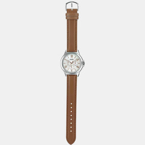 Enticer Men Quartz White Dial Chronograph Leather Watch A1690