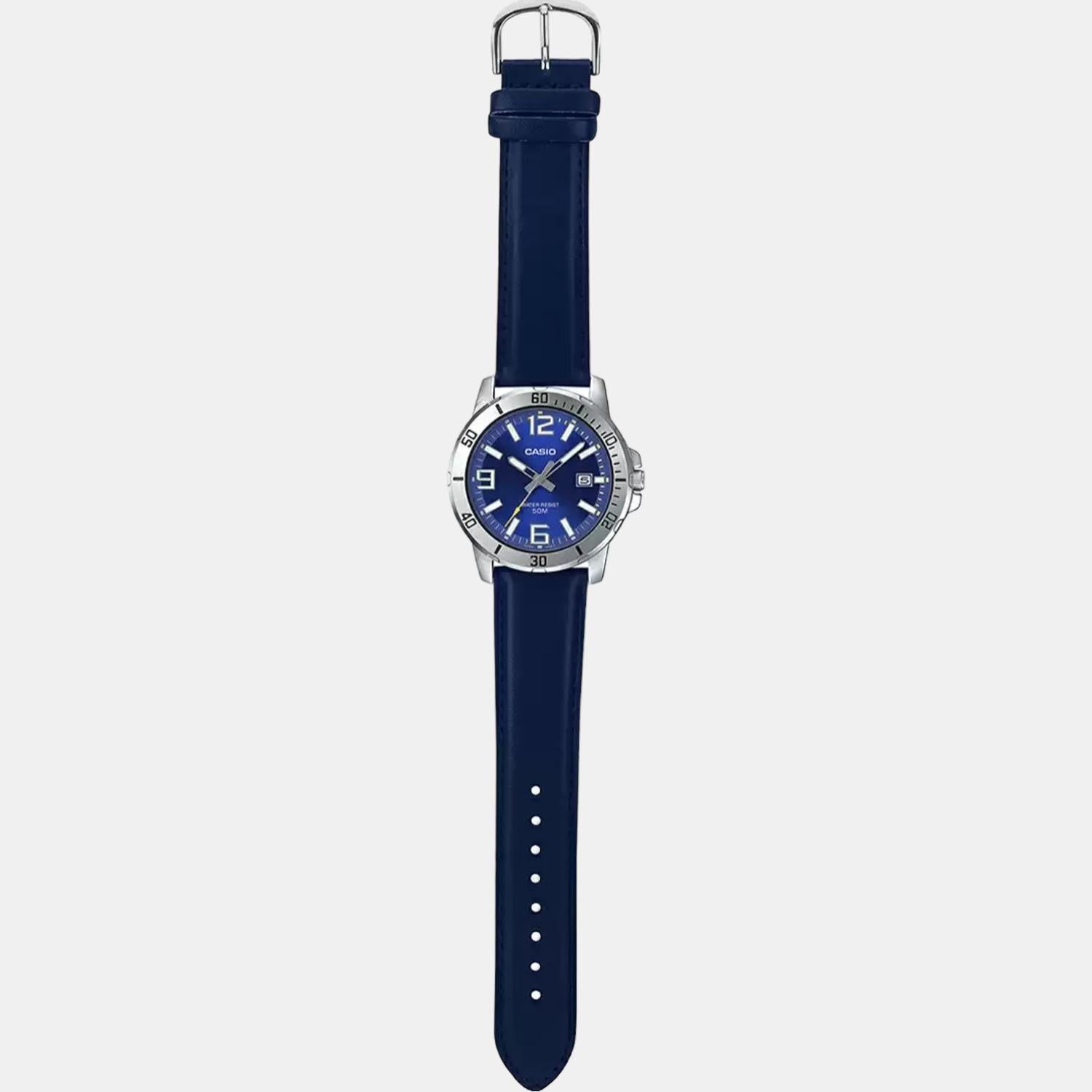 Enticer Men Quartz Blue Dial Analog Leather Watch A1737