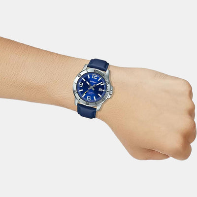 Enticer Men Quartz Blue Dial Analog Leather Watch A1737