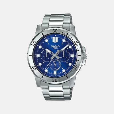 Enticer Men Quartz Blue Dial Multi-Function Stainless Steel Watch A1749