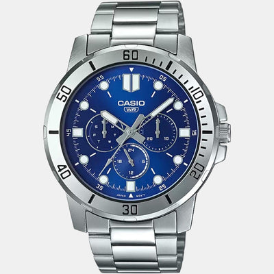 Enticer Men Quartz Blue Dial Multi-Function Stainless Steel Watch A1749
