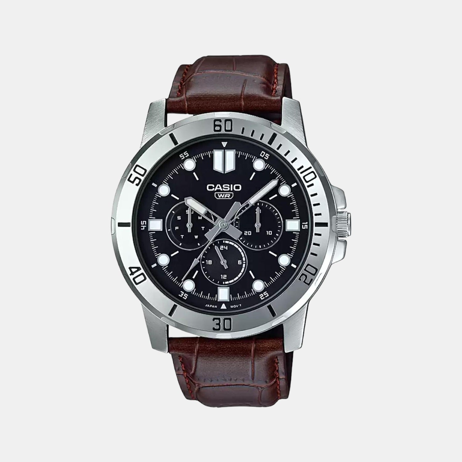 Enticer Men Quartz Black Dial Chronograph Leather Watch A1751