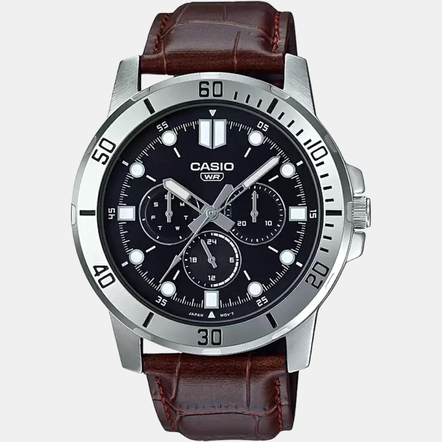Enticer Men Quartz Black Dial Chronograph Leather Watch A1751