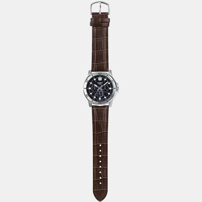 Enticer Men Quartz Black Dial Chronograph Leather Watch A1751