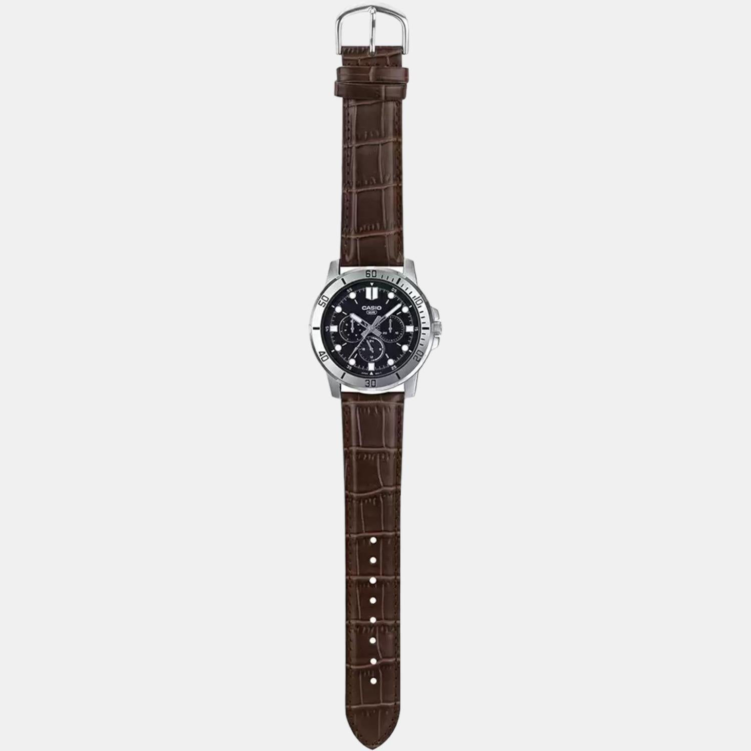 Enticer Men Quartz Black Dial Chronograph Leather Watch A1751