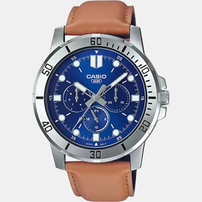 Enticer Men Quartz Blue Dial Chronograph Leather Watch A1752