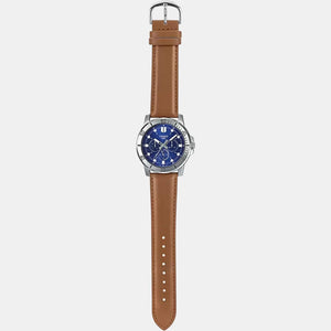 Enticer Men Quartz Blue Dial Chronograph Leather Watch A1752