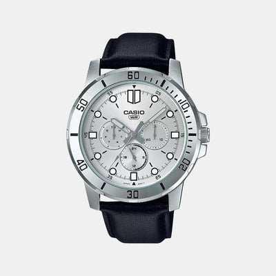 Enticer Men Quartz Silver Dial Chronograph Leather Watch A1753