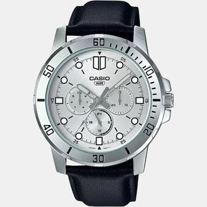 Enticer Men Quartz Silver Dial Chronograph Leather Watch A1753