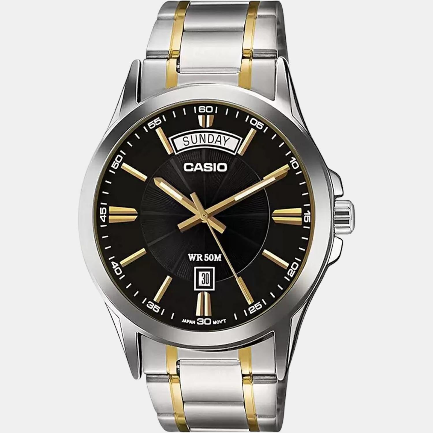 Enticer Men Quartz Black Dial Analog Stainless Steel Watch A1769