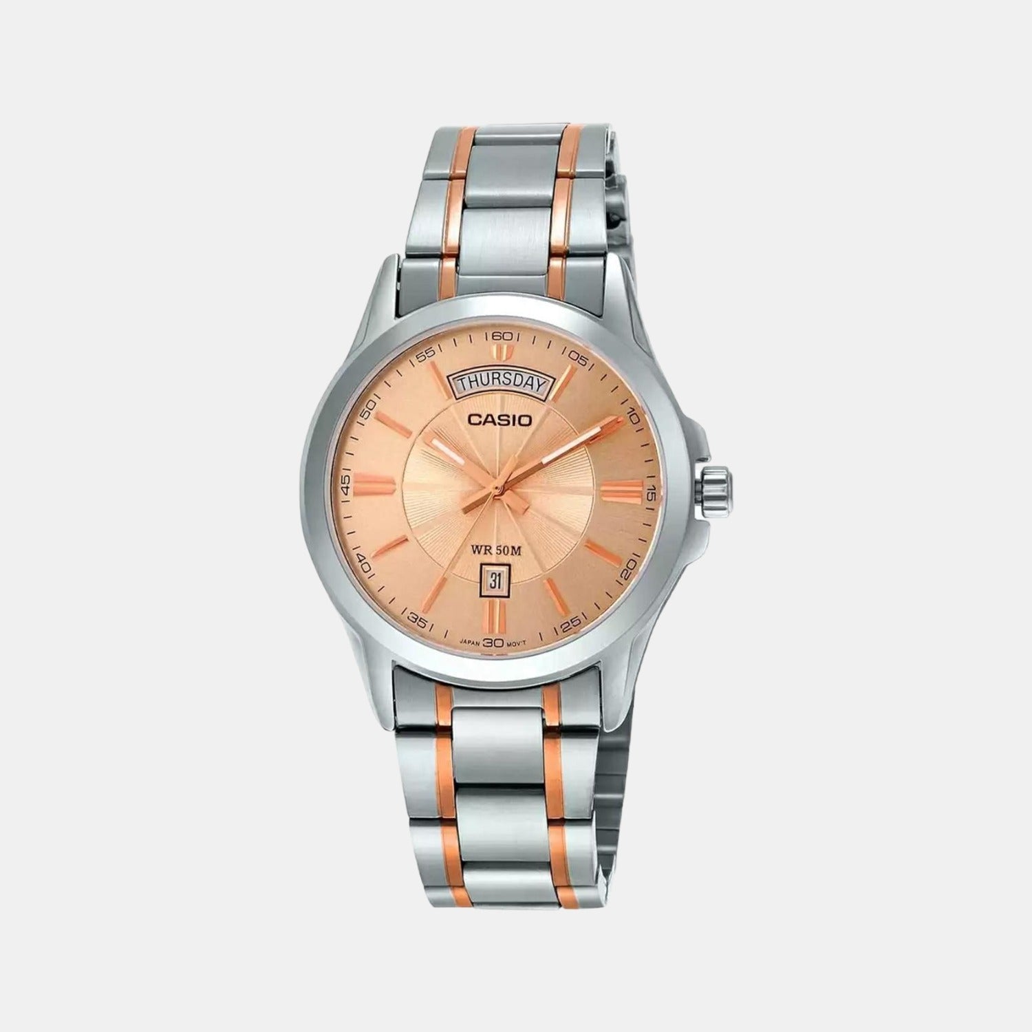 Enticer Men Quartz Rose Gold Dial Analog Stainless Steel Watch A1771