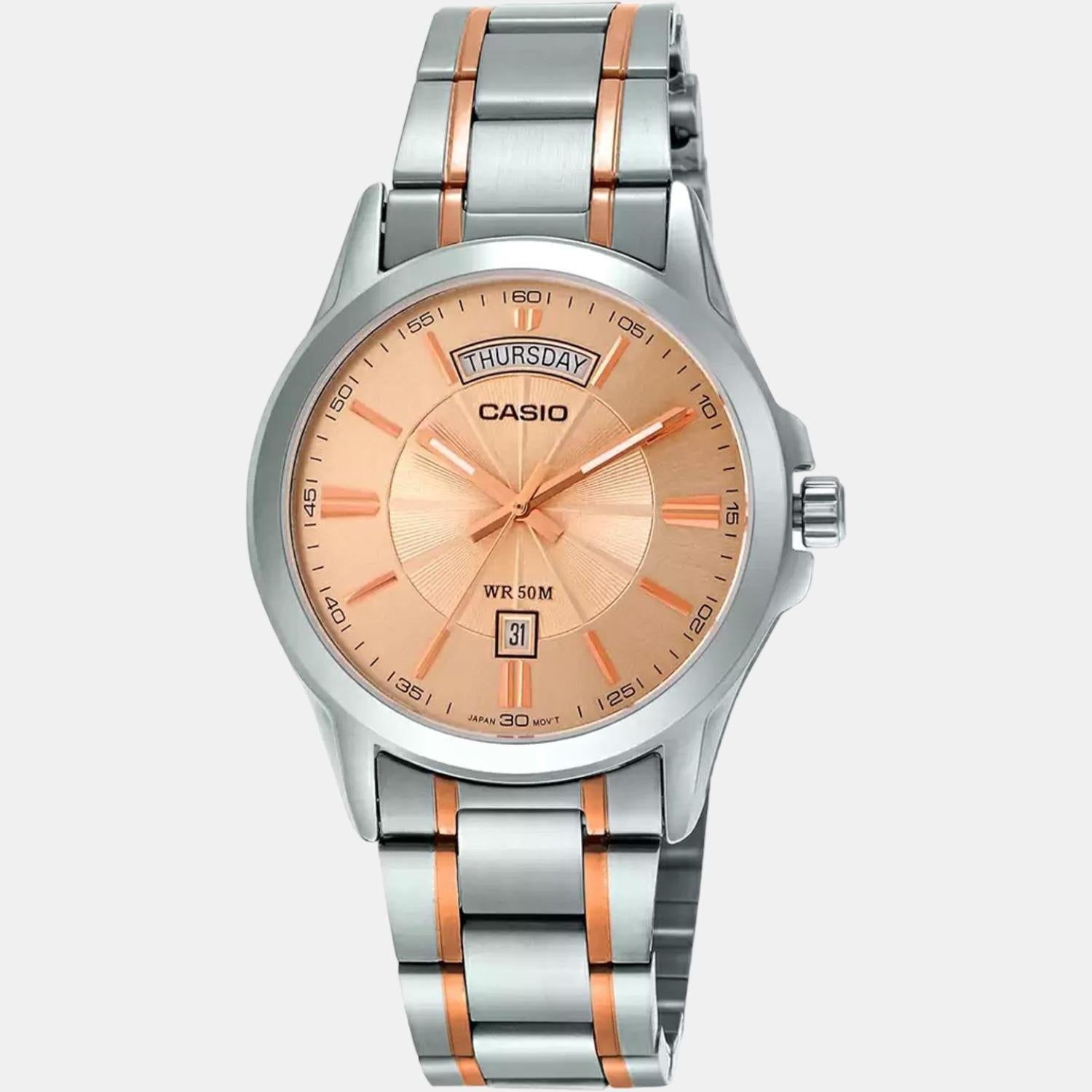 Enticer Men Quartz Rose Gold Dial Analog Stainless Steel Watch A1771