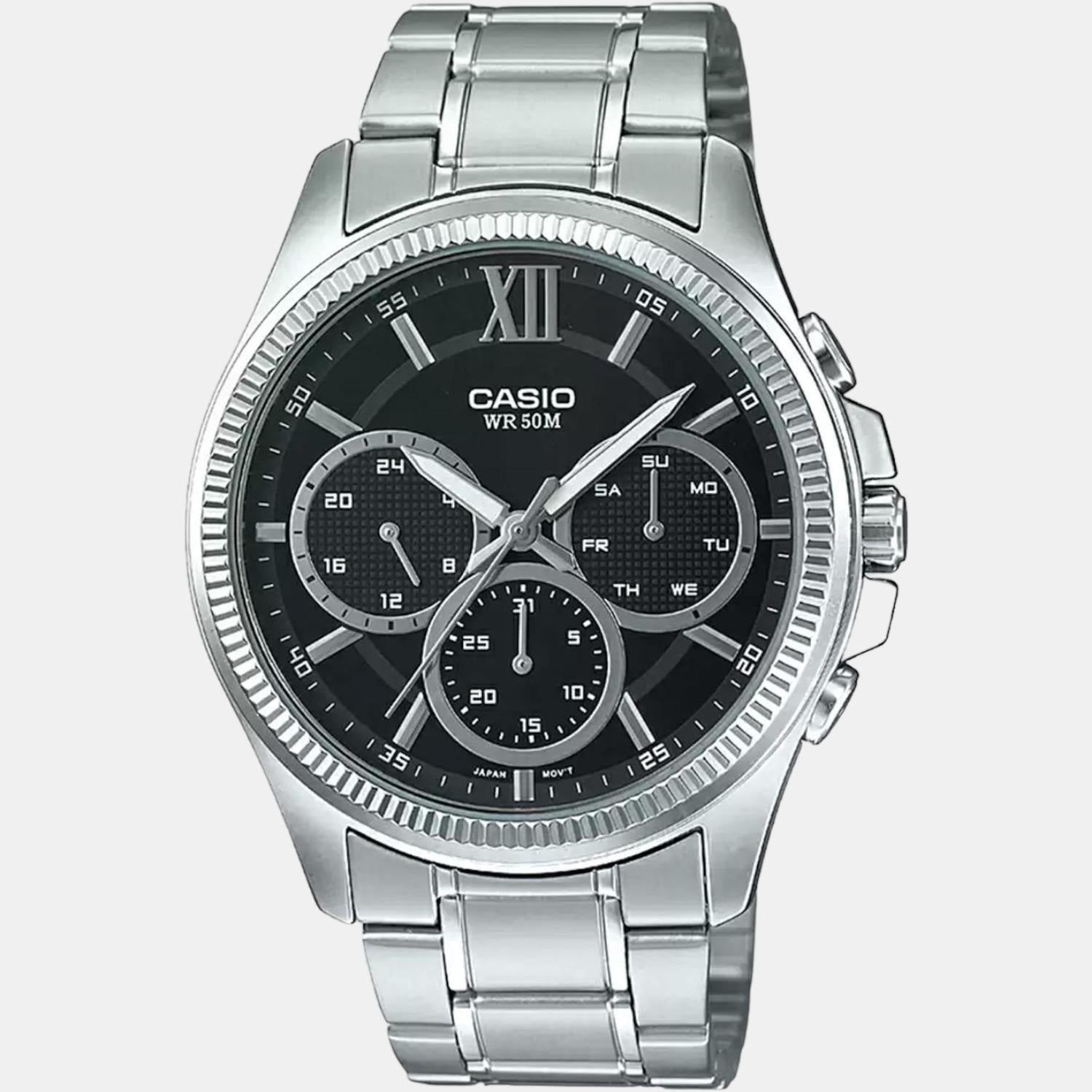 Enticer Men Quartz Black Dial Chronograph Stainless Steel Watch A1772