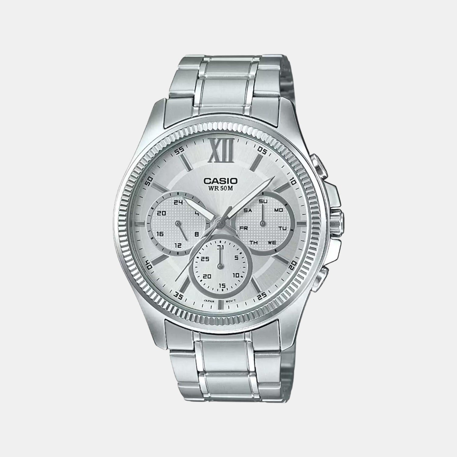 Enticer Men Quartz Silver Dial Chronograph Stainless Steel Watch A1774