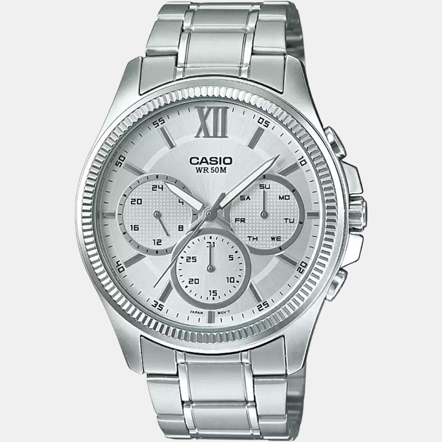 Enticer Men Quartz Silver Dial Chronograph Stainless Steel Watch A1774