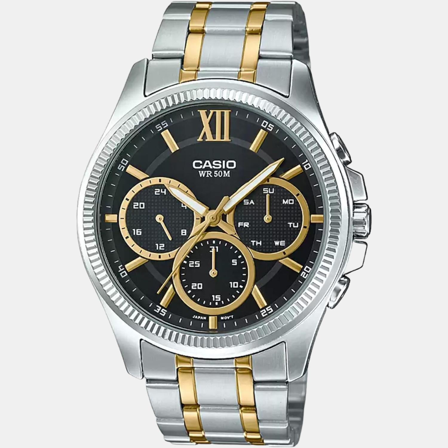 Enticer Men Quartz Black Dial Chronograph Stainless Steel Watch A1775