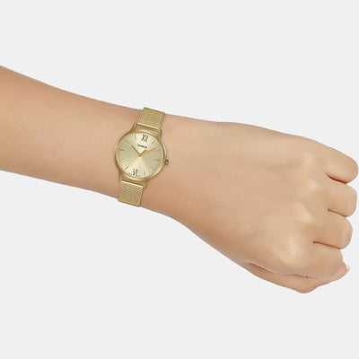 Enticer Women Quartz Gold Dial Analog Stainless Steel Watch A1789