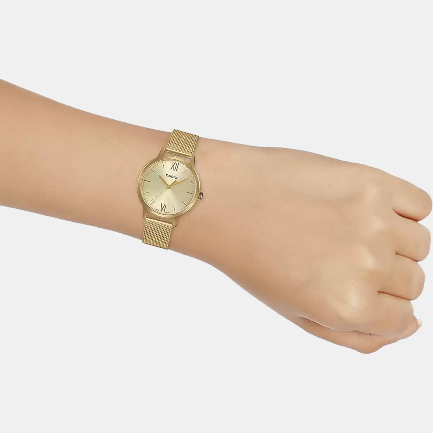 Enticer Women Quartz Gold Dial Analog Stainless Steel Watch A1789