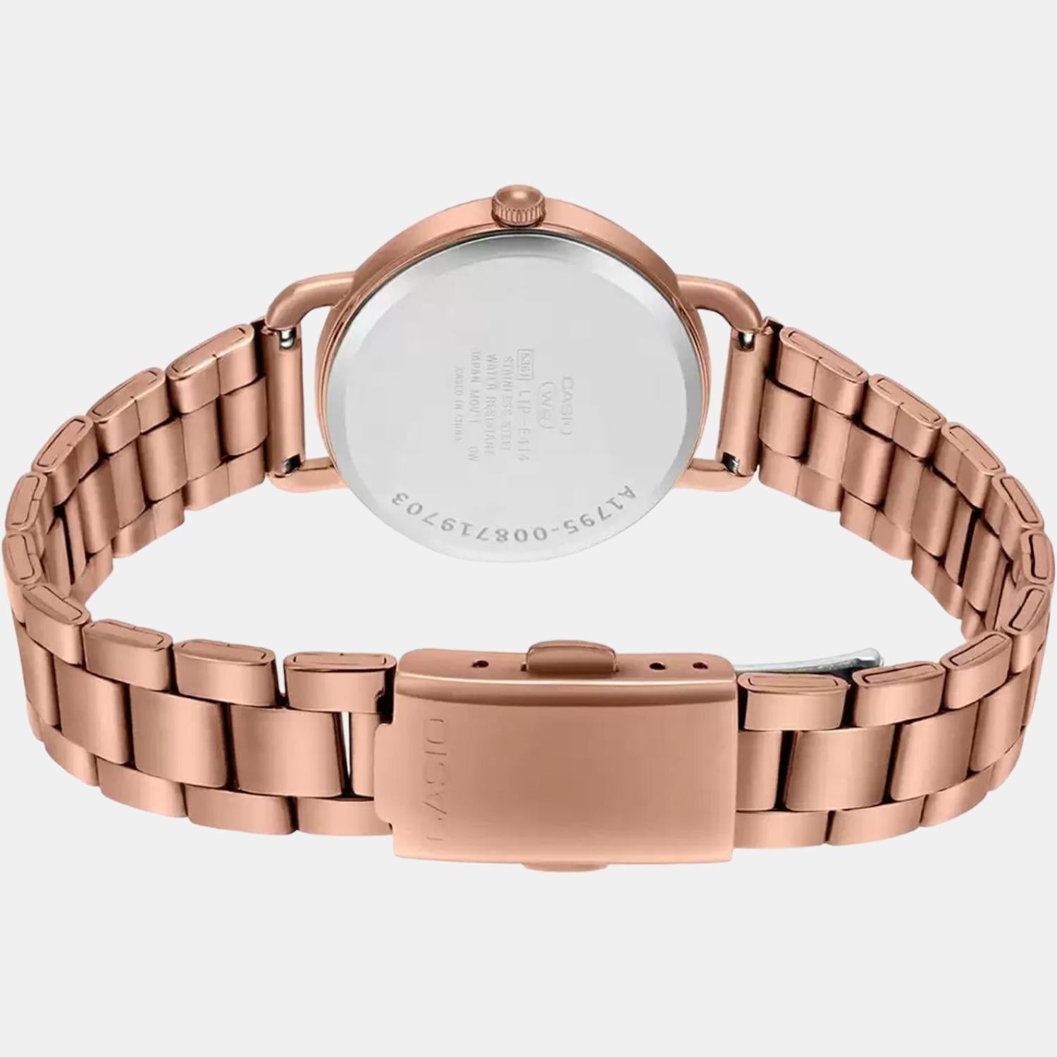Enticer Women Quartz Rose Gold Dial Analog Stainless Steel Watch A1795