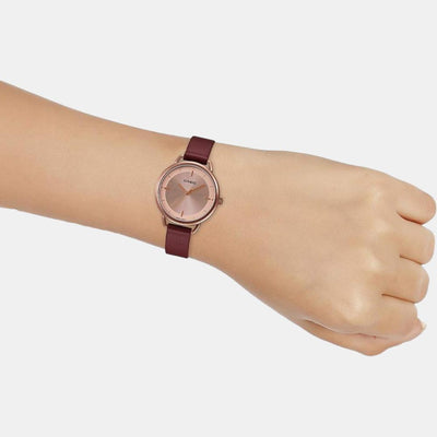 Enticer Women Quartz Rose Gold Dial Analog Leather Watch A1802