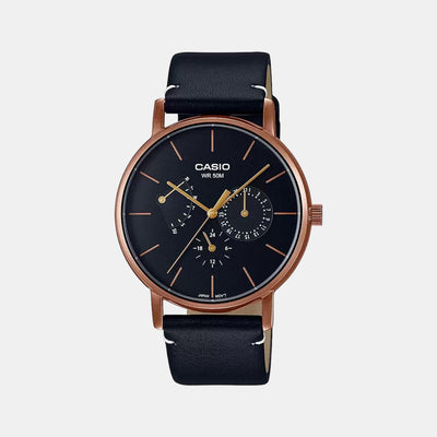 Enticer Men Quartz Rose Gold Dial Chronograph Leather Watch A1843