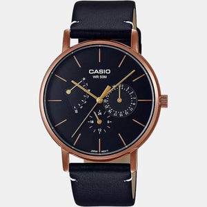 Enticer Men Quartz Rose Gold Dial Chronograph Leather Watch A1843