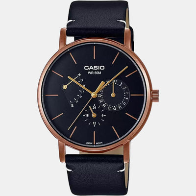 Enticer Men Quartz Rose Gold Dial Chronograph Leather Watch A1843