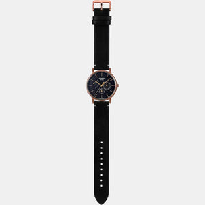 Enticer Men Quartz Rose Gold Dial Chronograph Leather Watch A1843