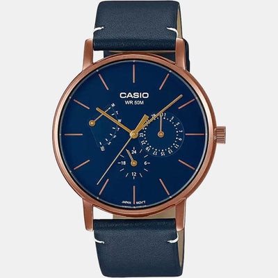 Enticer Men Quartz Blue Dial Chronograph Leather Watch A1844