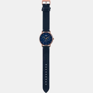 Enticer Men Quartz Blue Dial Chronograph Leather Watch A1844