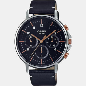 Enticer Men Quartz Black Dial Chronograph Leather Watch A1847
