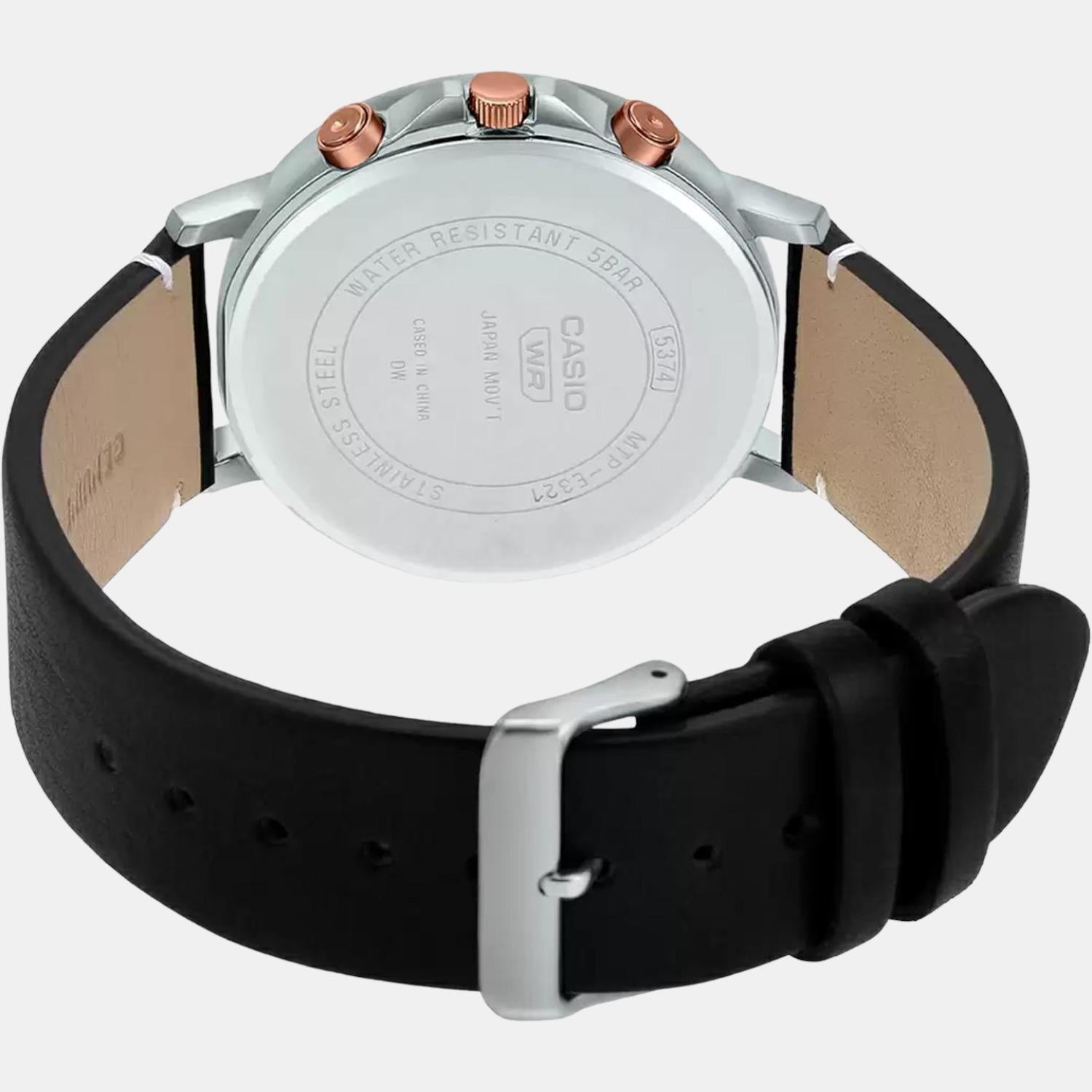 Enticer Men Quartz Black Dial Chronograph Leather Watch A1847