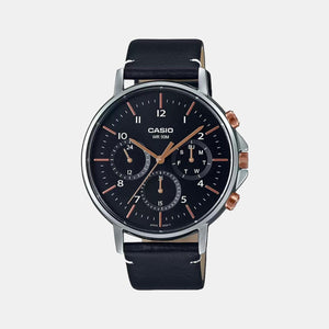 Enticer Men Quartz Black Dial Chronograph Leather Watch A1847