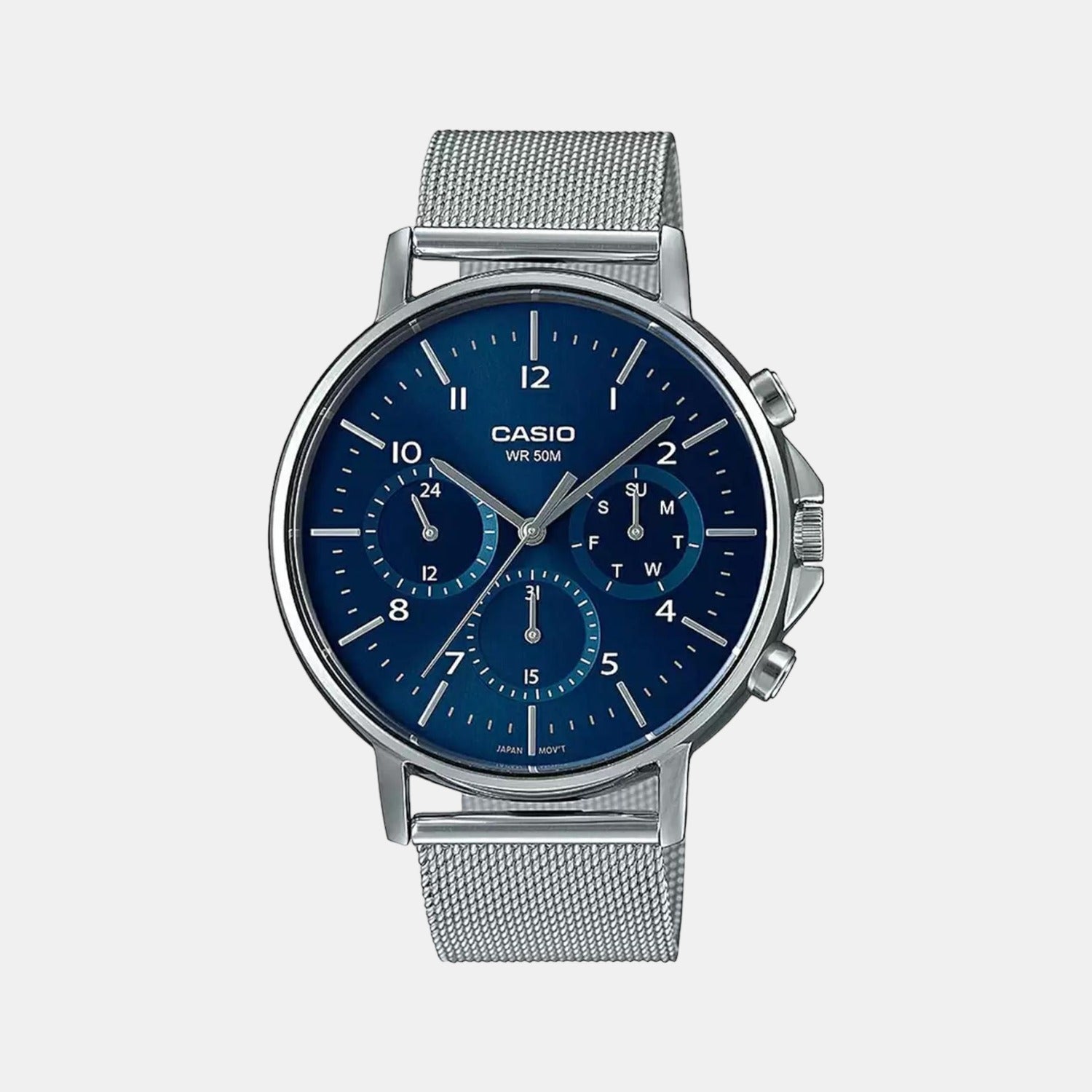 Enticer Men Quartz Blue Dial Chronograph Stainless Steel Watch A1848