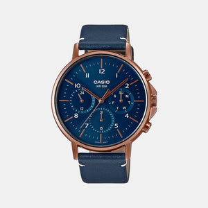 Enticer Men Quartz Blue Dial Chronograph Leather Watch A1849
