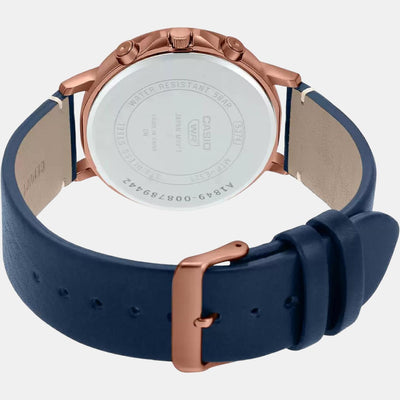 Enticer Men Quartz Blue Dial Chronograph Leather Watch A1849