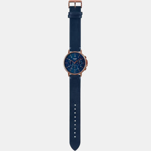 Enticer Men Quartz Blue Dial Chronograph Leather Watch A1849