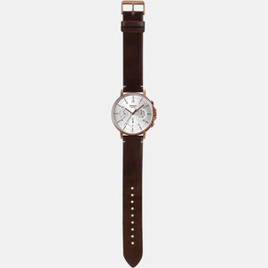 Enticer Men Quartz White Dial Chronograph Leather Watch A1850