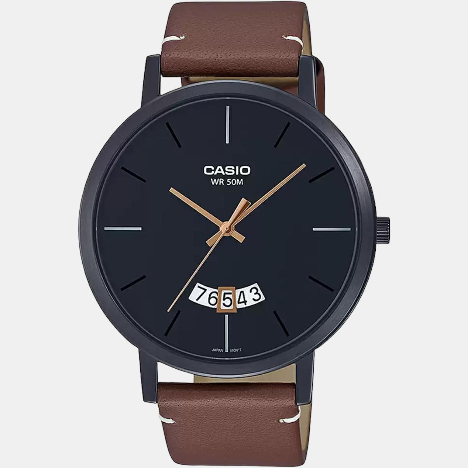 Enticer Men Quartz Black Dial Analog Leather Watch A1868