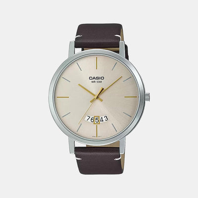 Enticer Men Quartz Beige Dial Analog Leather Watch A1871