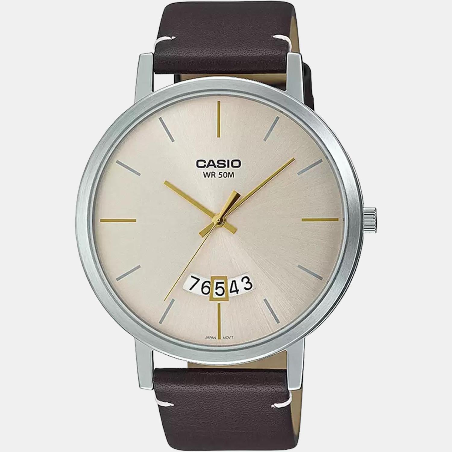 Enticer Men Quartz Beige Dial Analog Leather Watch A1871