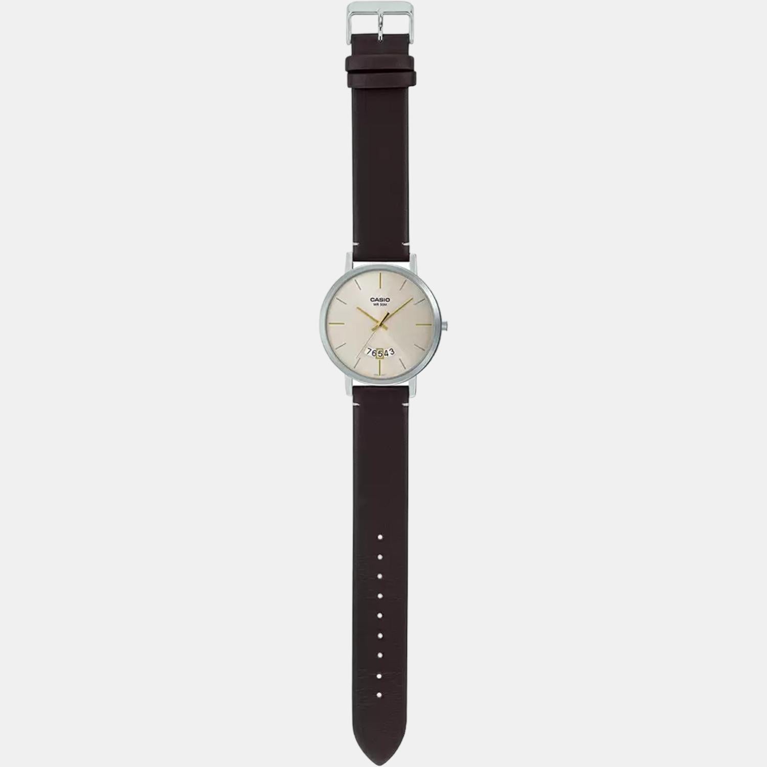 Enticer Men Quartz Beige Dial Analog Leather Watch A1871