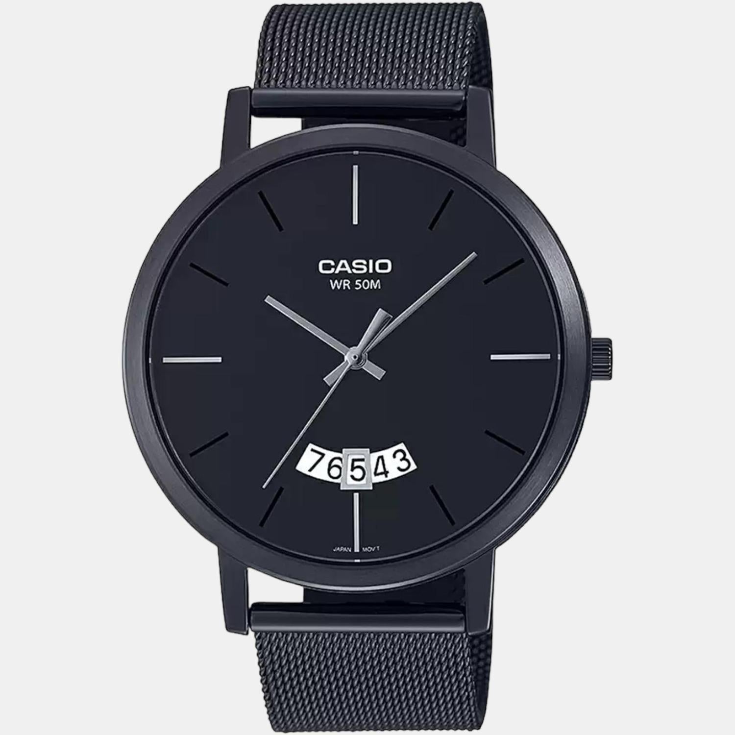 Enticer Men Quartz Black Dial Analog Stainless Steel Watch A1874