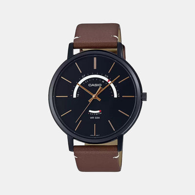 Enticer Men Quartz Black Dial Analog Leather Watch A1876