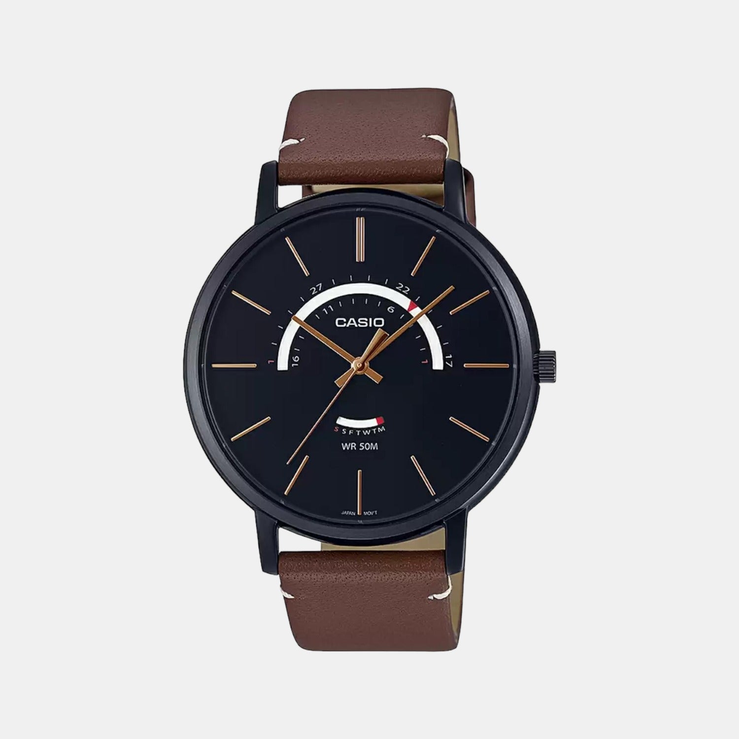 Enticer Men Quartz Black Dial Analog Leather Watch A1876