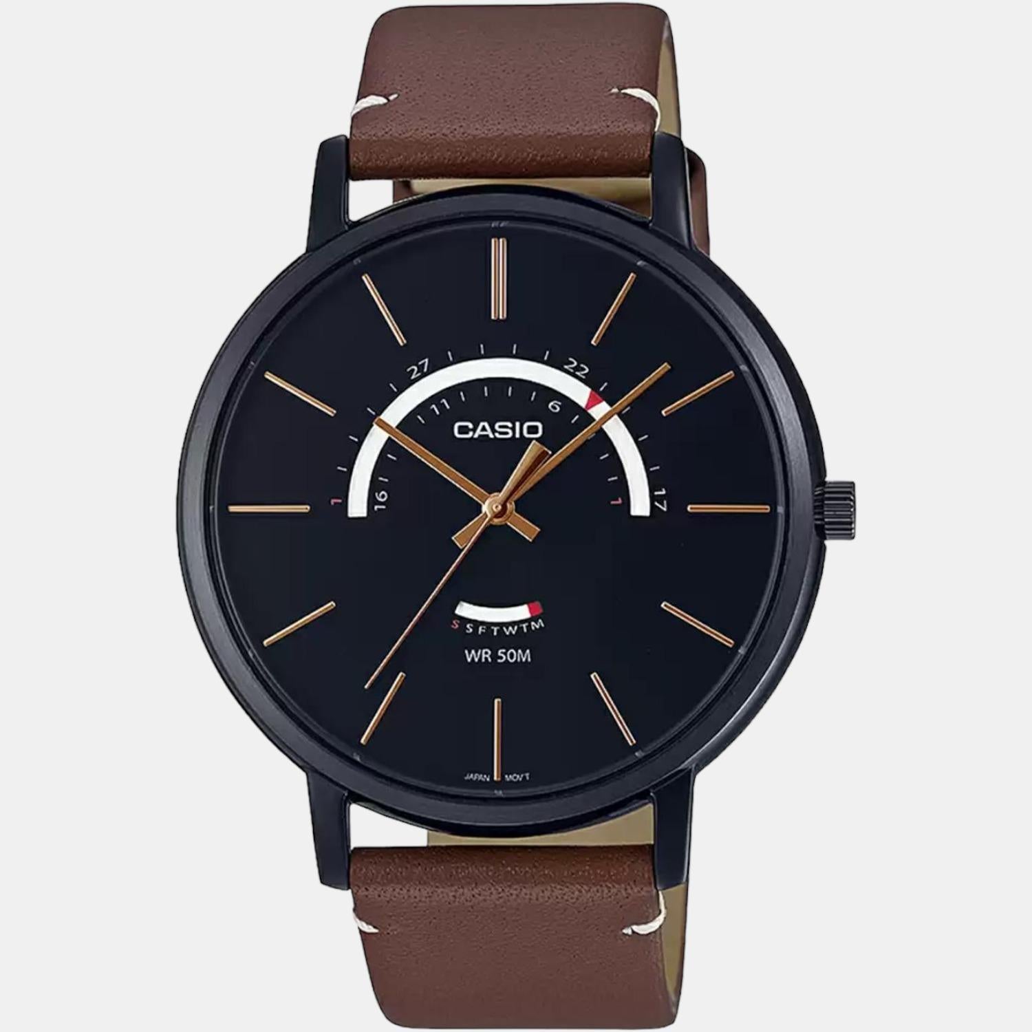 Enticer Men Quartz Black Dial Analog Leather Watch A1876