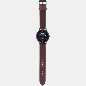 Enticer Men Quartz Black Dial Analog Leather Watch A1876